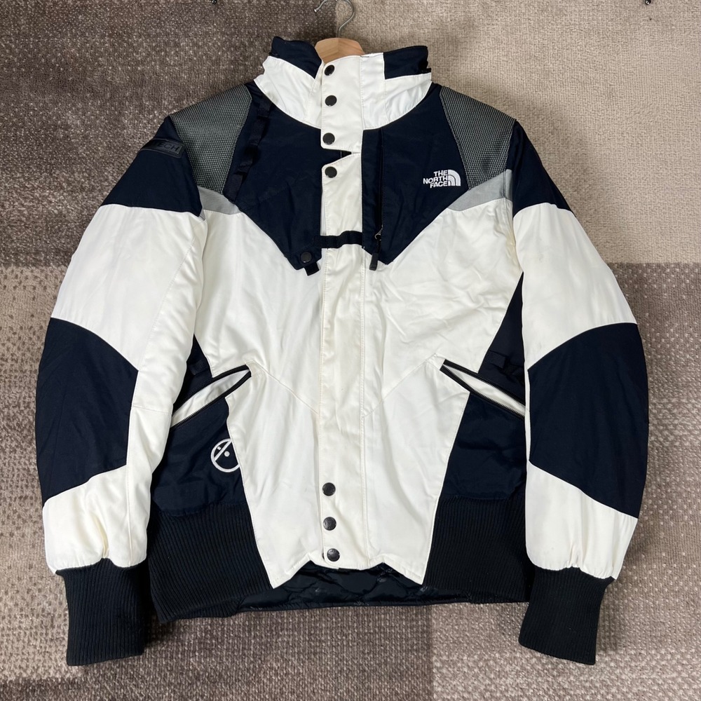 The North Face Steep Tech Womens Large Jacket Black White Colorblock Puffer Coat